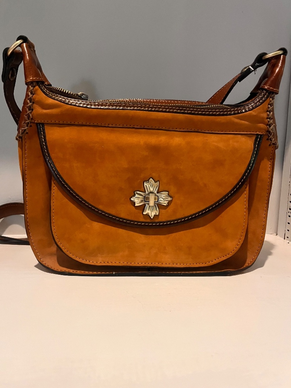 Patricia Nash Brown Suede Crossbody Handbag